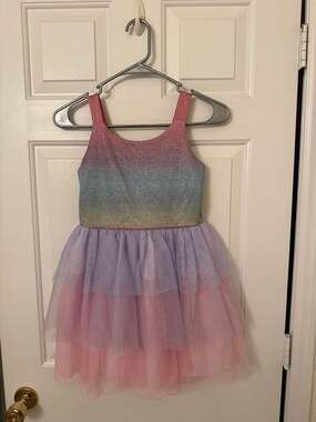 Zunie Girl Rainbow Glitter Tiered Tulle Dress Size 7/8